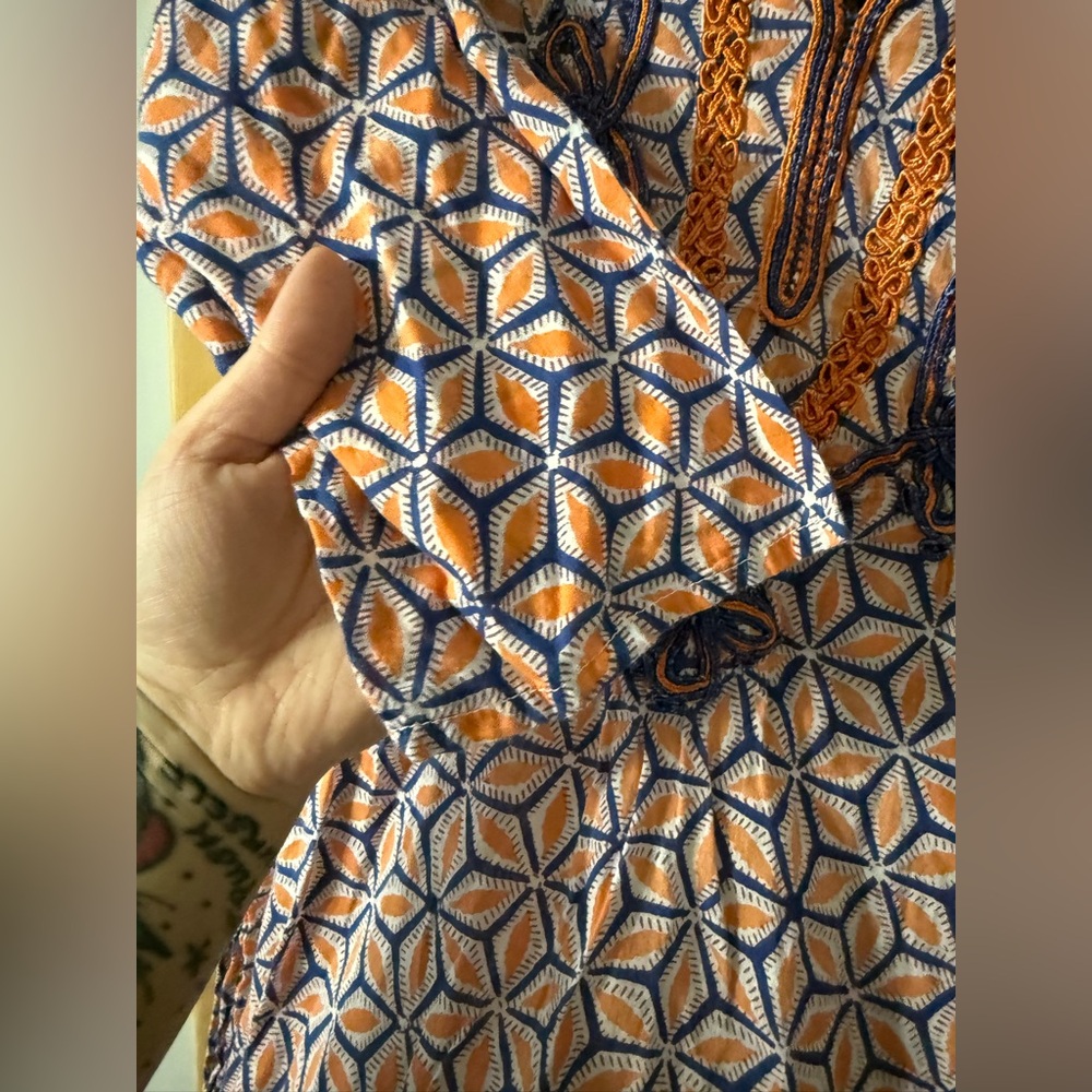 Roberta Roller Rabbit By Roberta Freymann Orange and Blue Geometric Tunic - Picture 6 of 8
